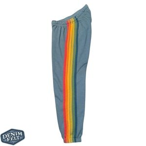 Aviator Nation sz Small Blue/Grey Stripe Rainbow Sweatpants/Jogger